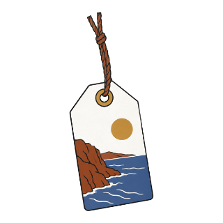 A drawing of a paper price tag on a string